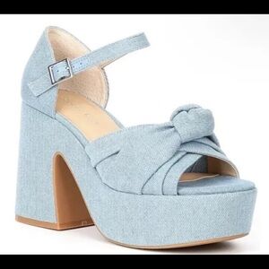 Copper Key Picnic Denim Platform Sandals